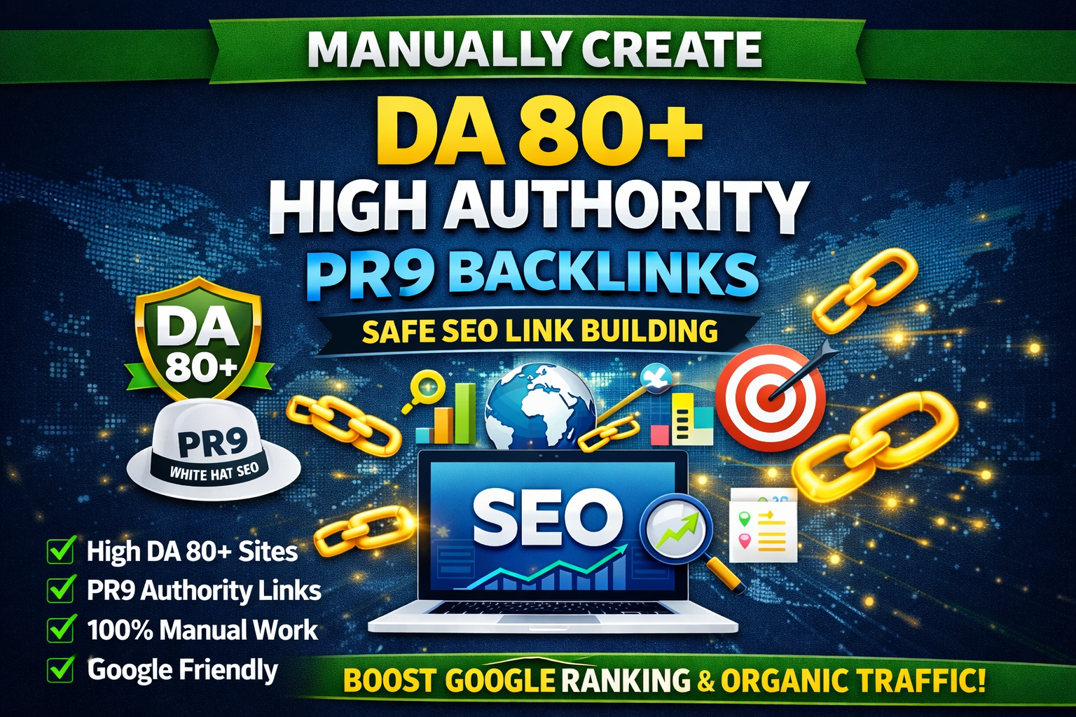 Build Strong 20 Backlinks PR9 High Authority for Better SEO