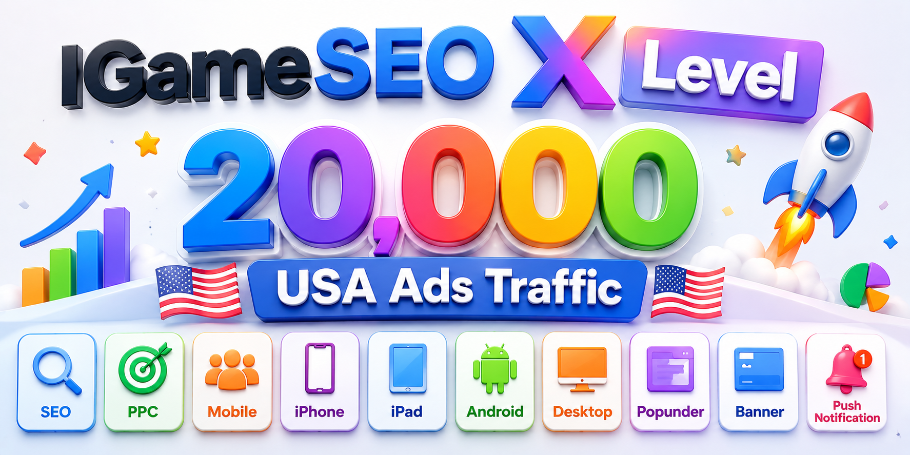 SEO PPC 20,000 USA Ads Traffic Mobile iPhone iPad And...