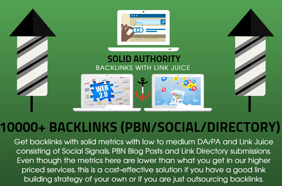 10,000 High Authority Signals with Backlinks Link Juice and PBN Blog Posts