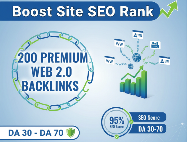 200 premium web 2.0 backlinks Da 30 to 70 all links a...