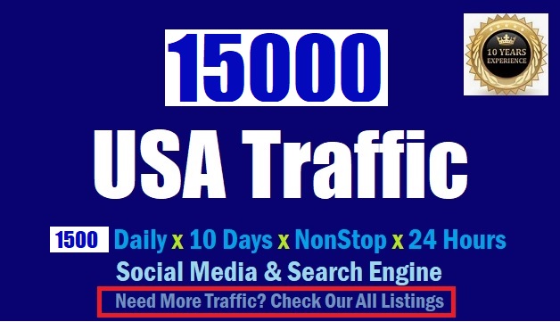 15000 Traffic from USA to your website url for 10 days