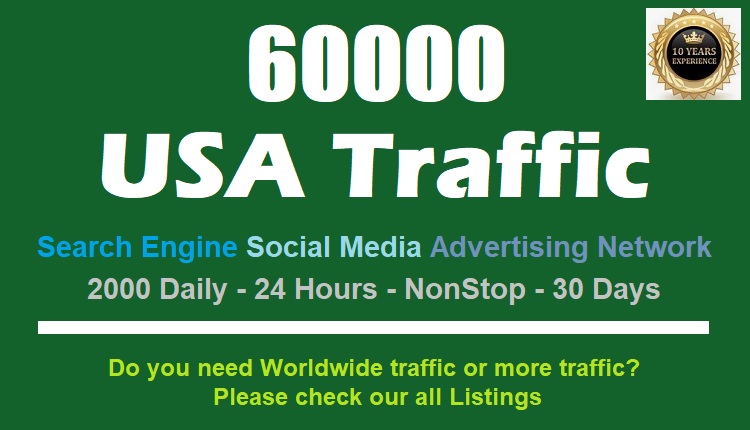 60000 Visitors from USA to your website or any link
