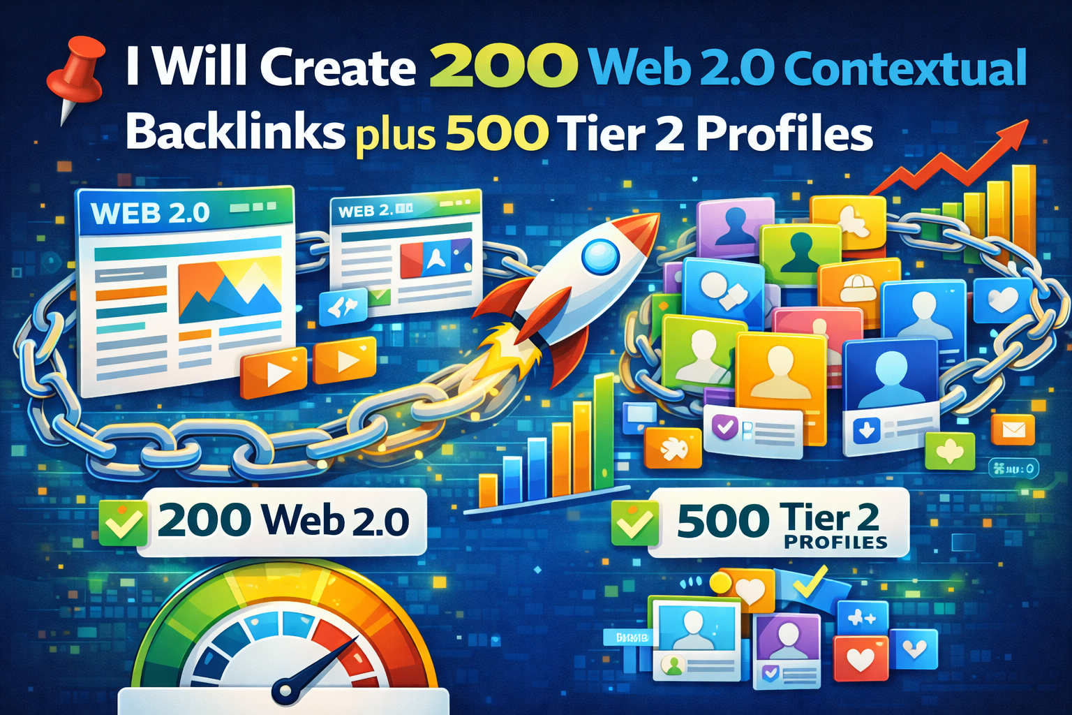 I will create 200 Web2.0 contextual backlinks 500 pro...