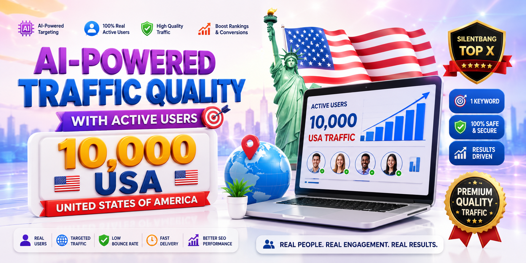 AI-Powered Traffic Quality With Active Users 10,000 U...