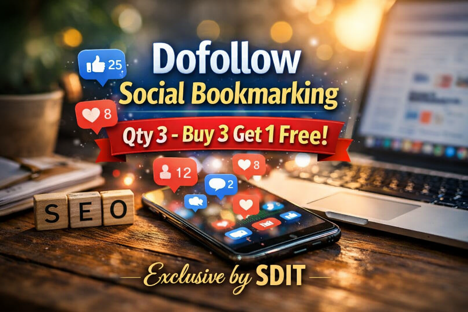 105 Dofollow Soocial Boookmarking - Qty 3 - Buy 3 Get...