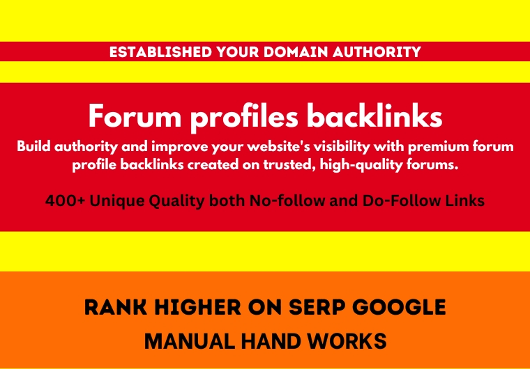 Create 400 High Quality SEO Forum profiles backlinks Backlinks