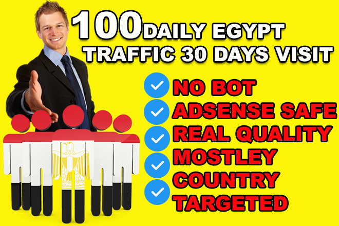 Send 100 Daily Egypt Website Visitors for 30 Days