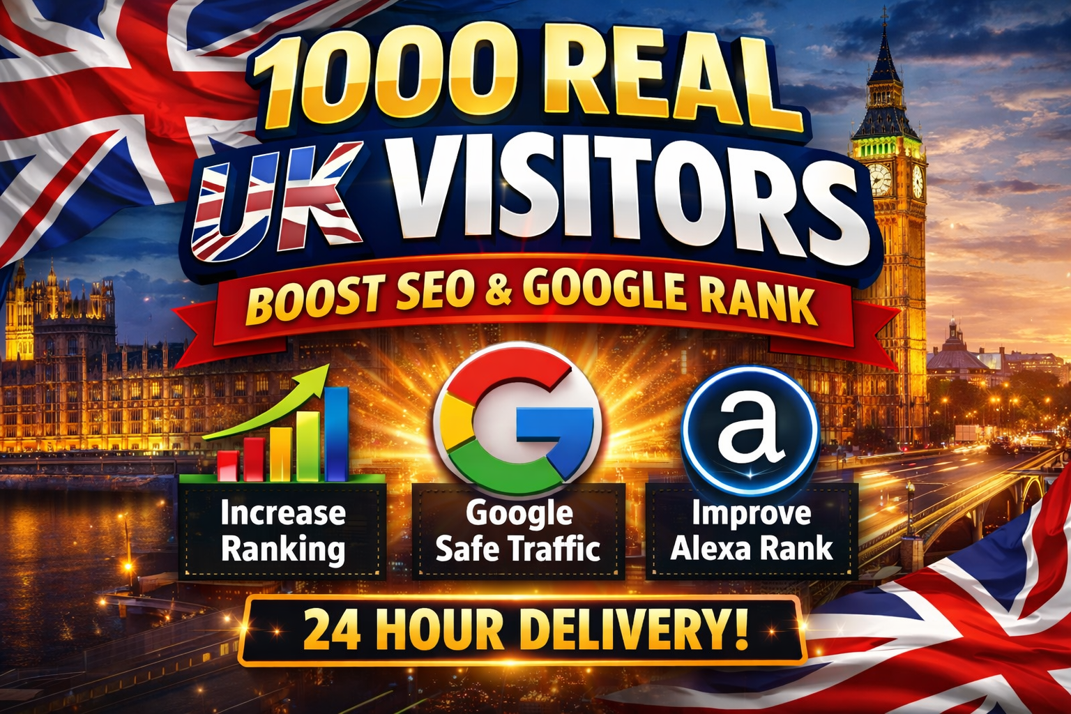 1000 Real UK Website Visitors - Boost SEO & Googl...