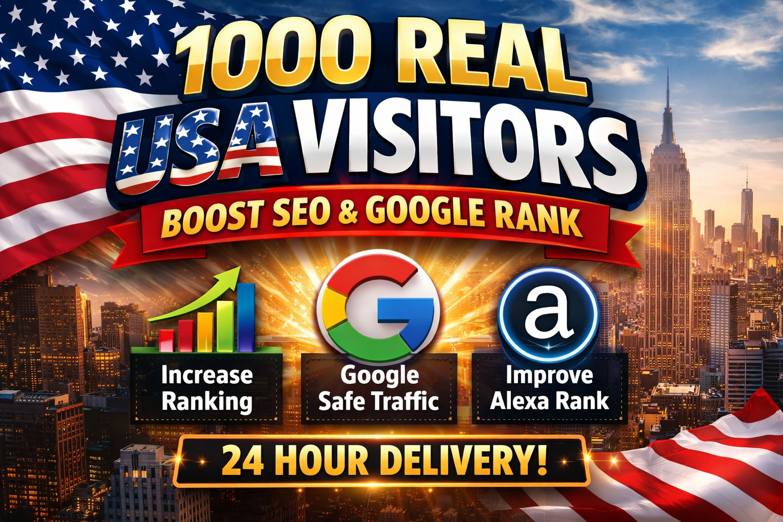 1000 Real USA Website Visitors - Boost SEO & Goog...