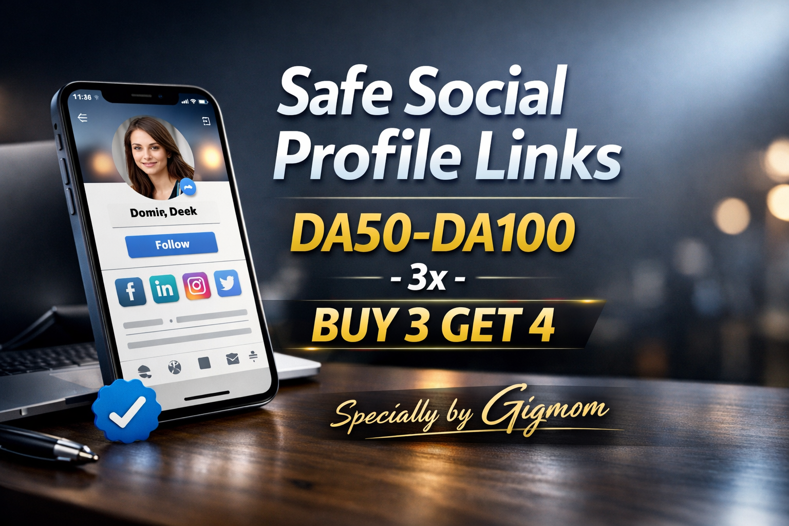 Safe 30 Soccial Profile Links DA50-DA100 - 3x - Buy 3 Get 4