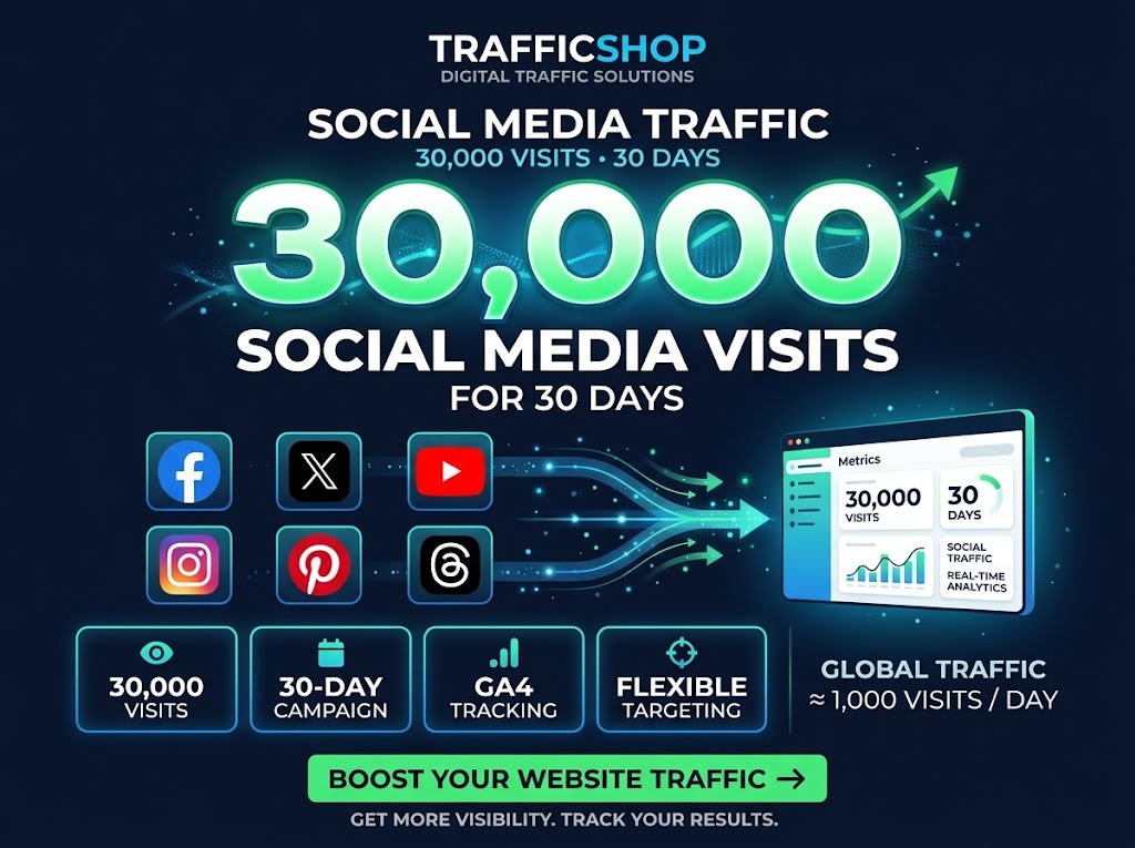 I will drive 30,000 real social media visits for 30 days trackable on GA4 (Affiliate Commission20%)