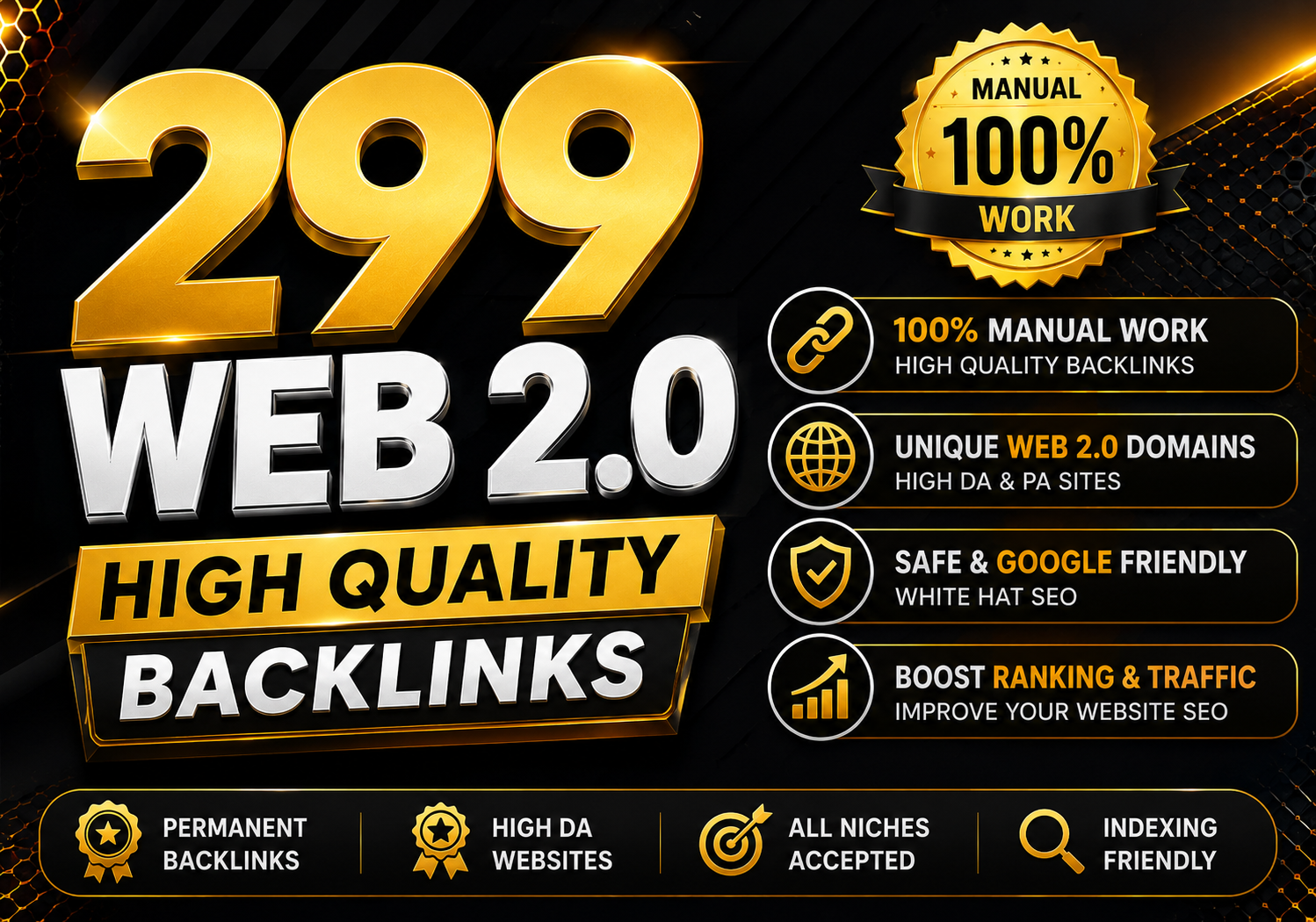 I Will Create 299 High Quality Web 2.0 Backlinks 100% Manually