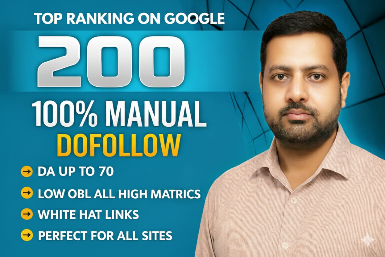 200 High DA up to 70 Manual Dofollow SEO backlinks pr...