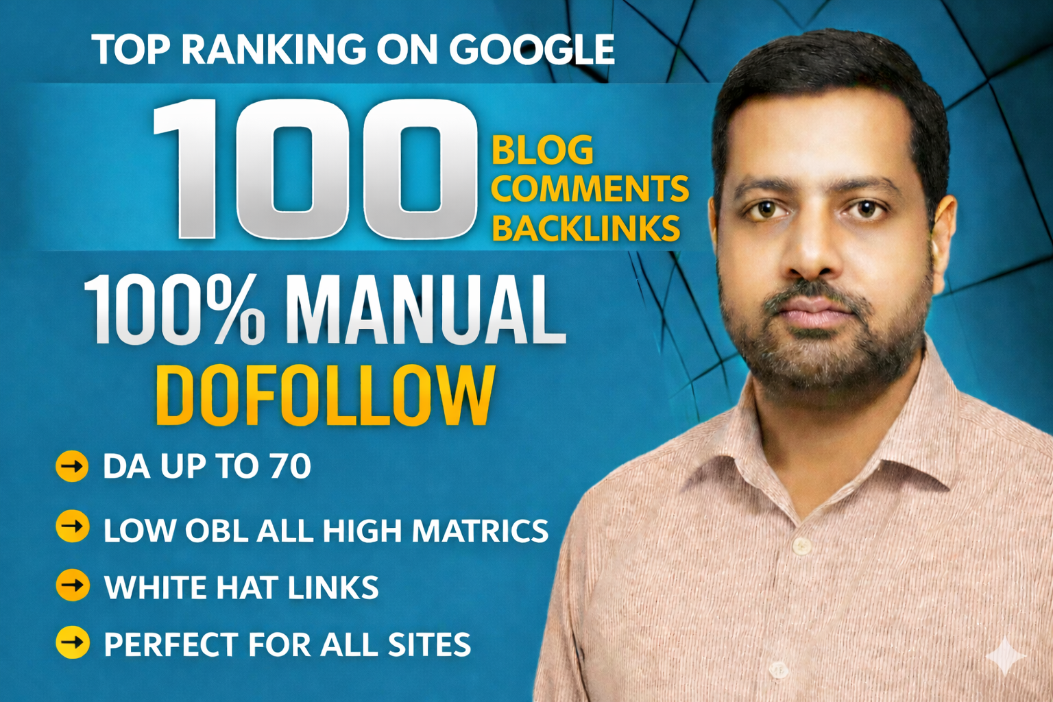 100 High DA up to 70 Manual Dofollow SEO backlinks premium quality