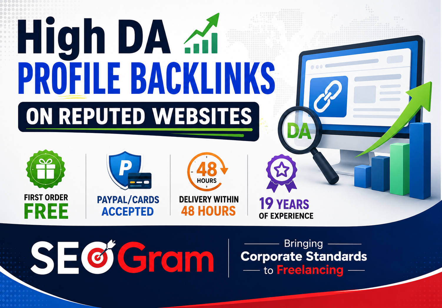 First Order Free - Delivery Within 48 Hrs - PayPal Accepted - DA40-100 Profile Backlinks on Top Site