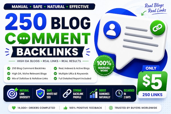 Will Post 250 High DA BIog Comments Backlinks for SEO Link Diversity