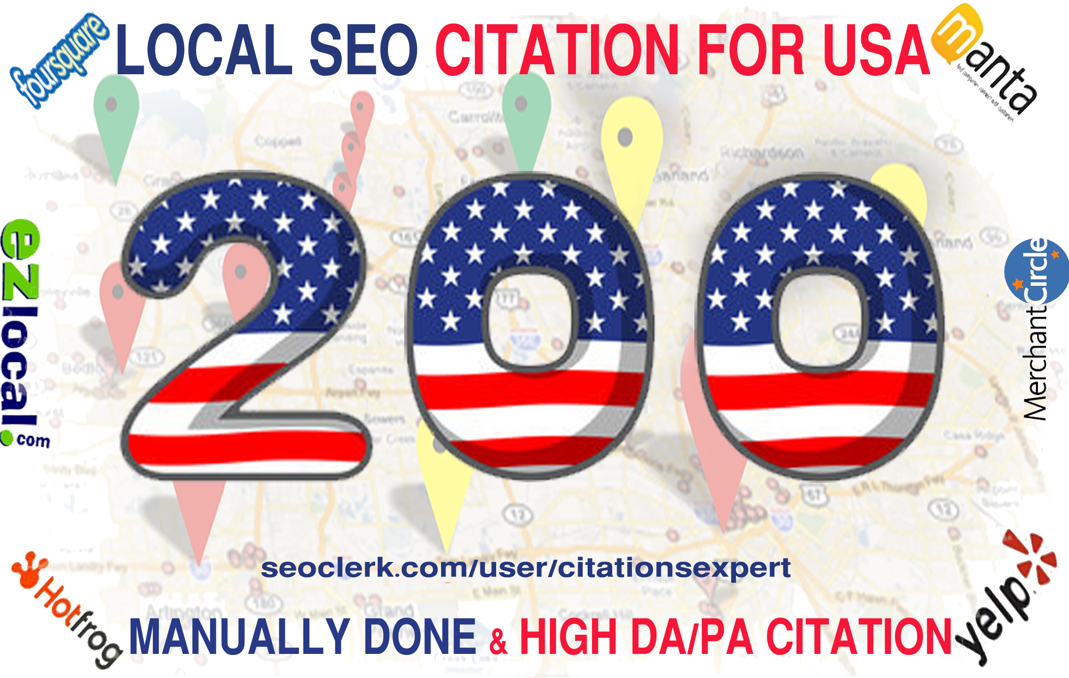 I will Build Manually Top 200 USA/UK/CA/AU Local Citations for Local SEO. Satisfaction Guaranteed