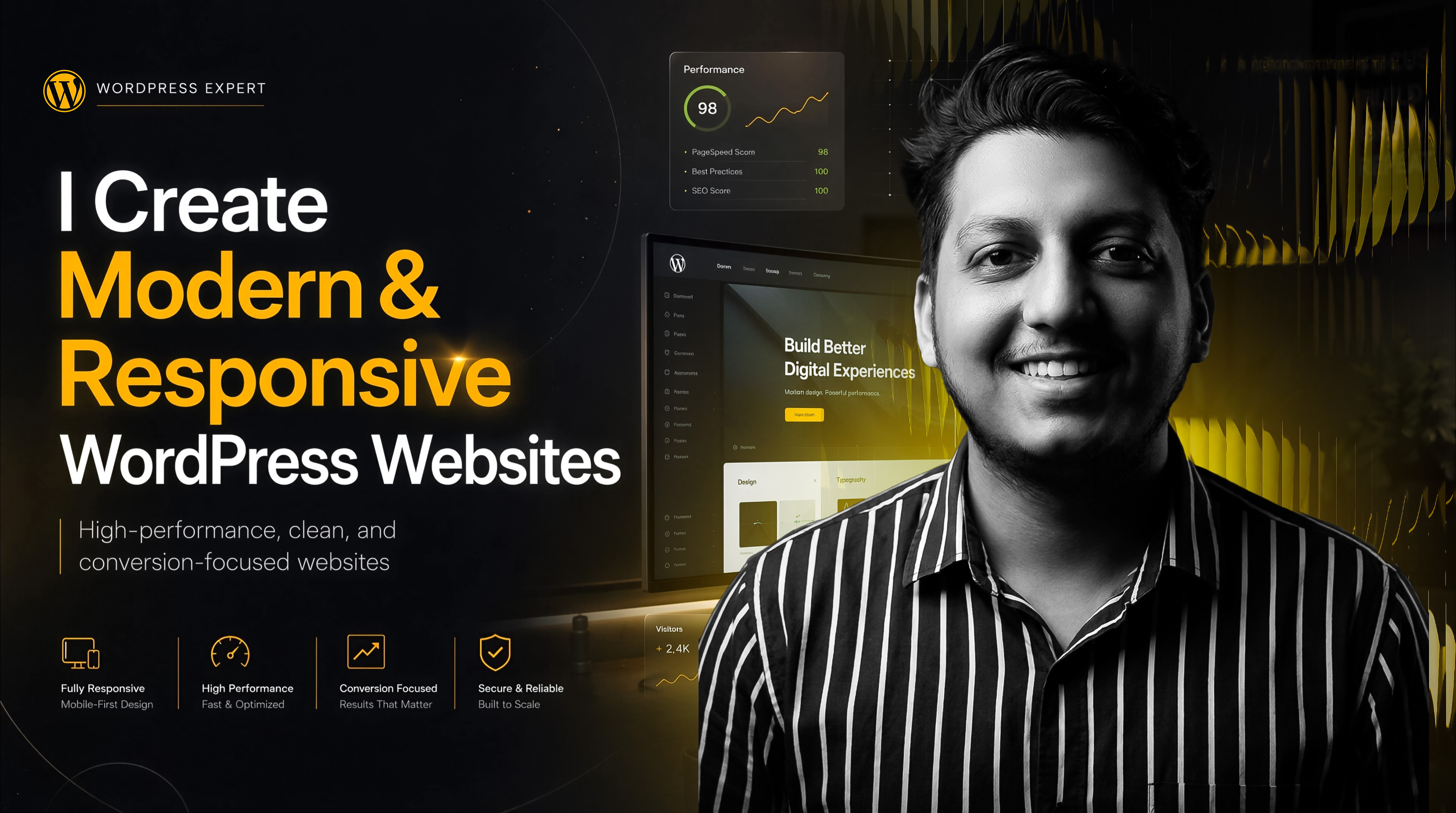 I will redesign outdated WordPress website to modern clean responsive design