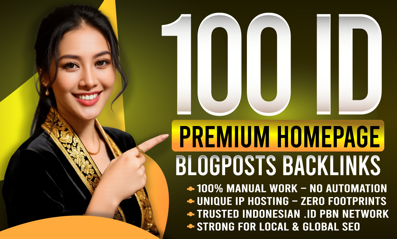 100 Premium .ID Homepage PBN BlogPosts - High-Authority Indonesian Backlink