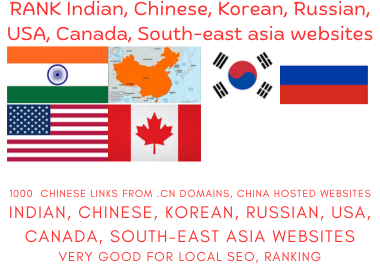 1000 backlinks from. CN, china hosted websites. MORE...