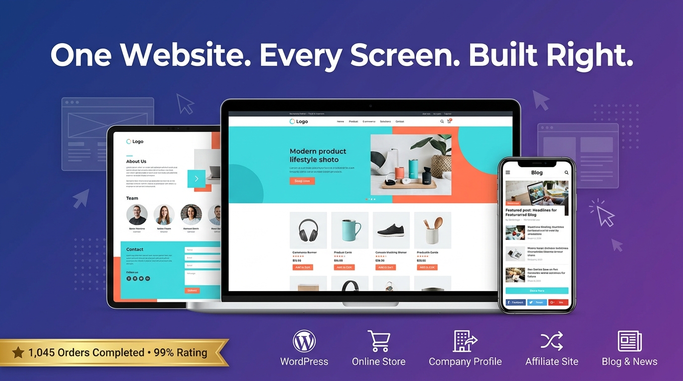 Build & Design Website Affiliate, WordPress Themes Custom, Online Store, Company Profile, News, Blog