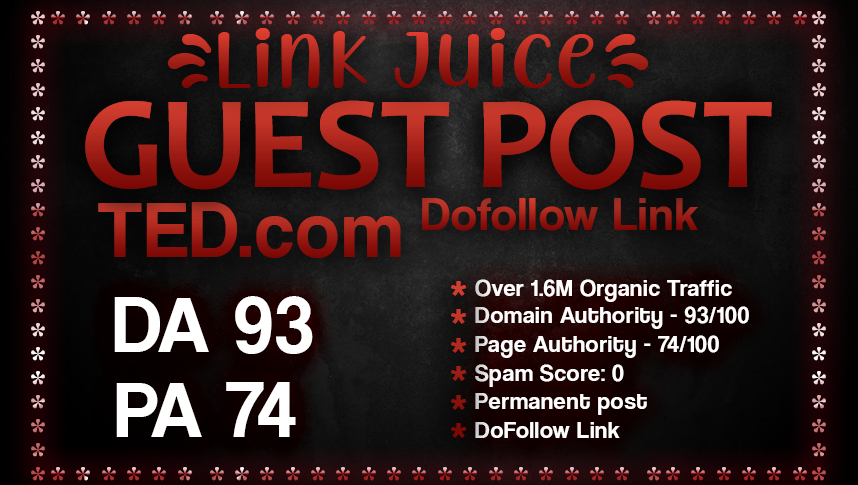 I will do SEO backlinks unique article on Ted. com hi...