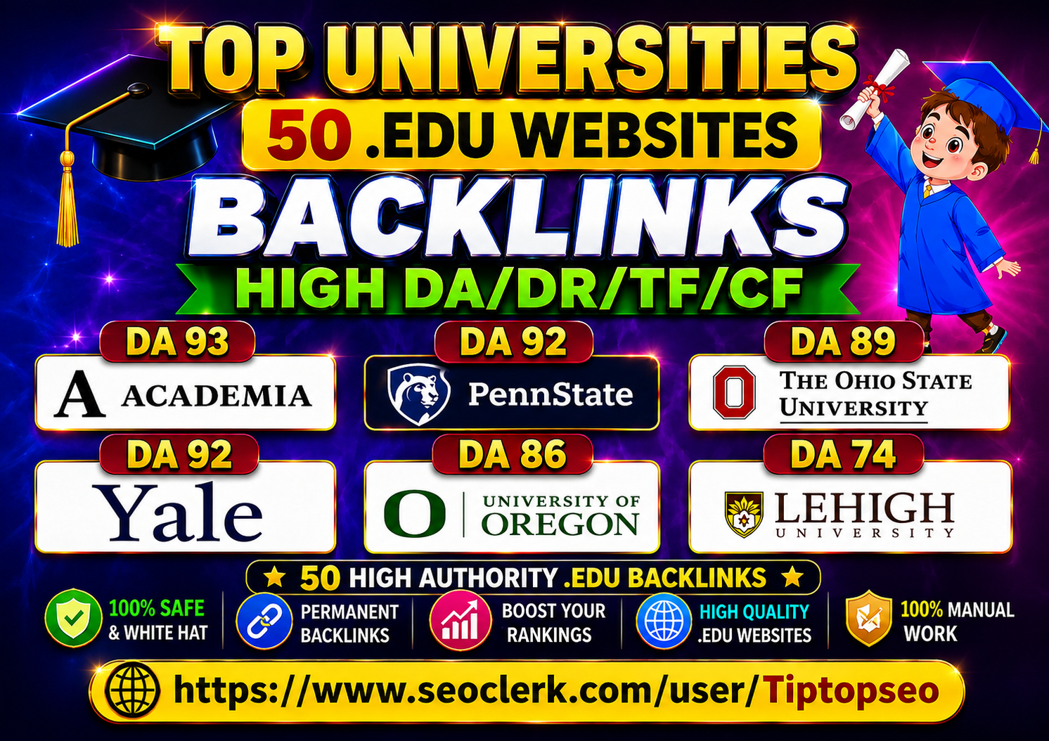 Top 50 Authority UNI/College/org/Note/book backlinks ...