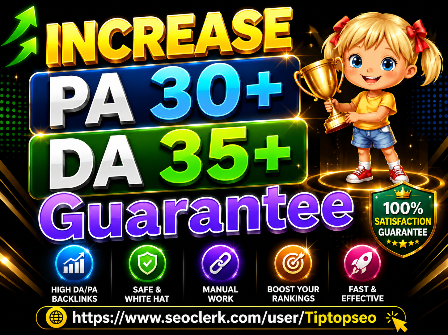 I will increase DA of your websites PA 30+ and DA 35+...