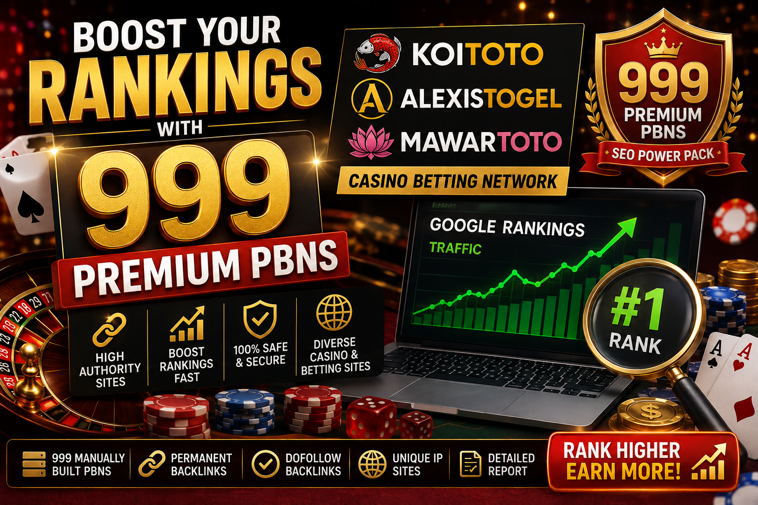 GET HIGHER GOOGLE RANKINGS WITH PREMIUM CASINO BACKLINKS FOR KOITOTO, ALEXISTOGEL & MAWARTOTO HIGH