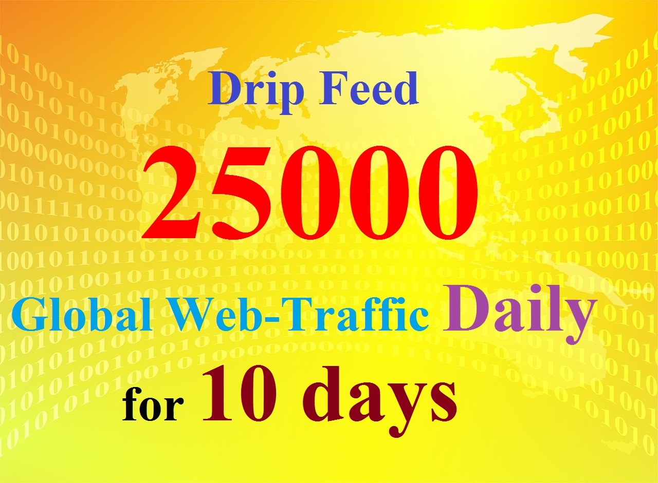Drip Feed 25000 Global Web-Traffic Daily for 10 days
