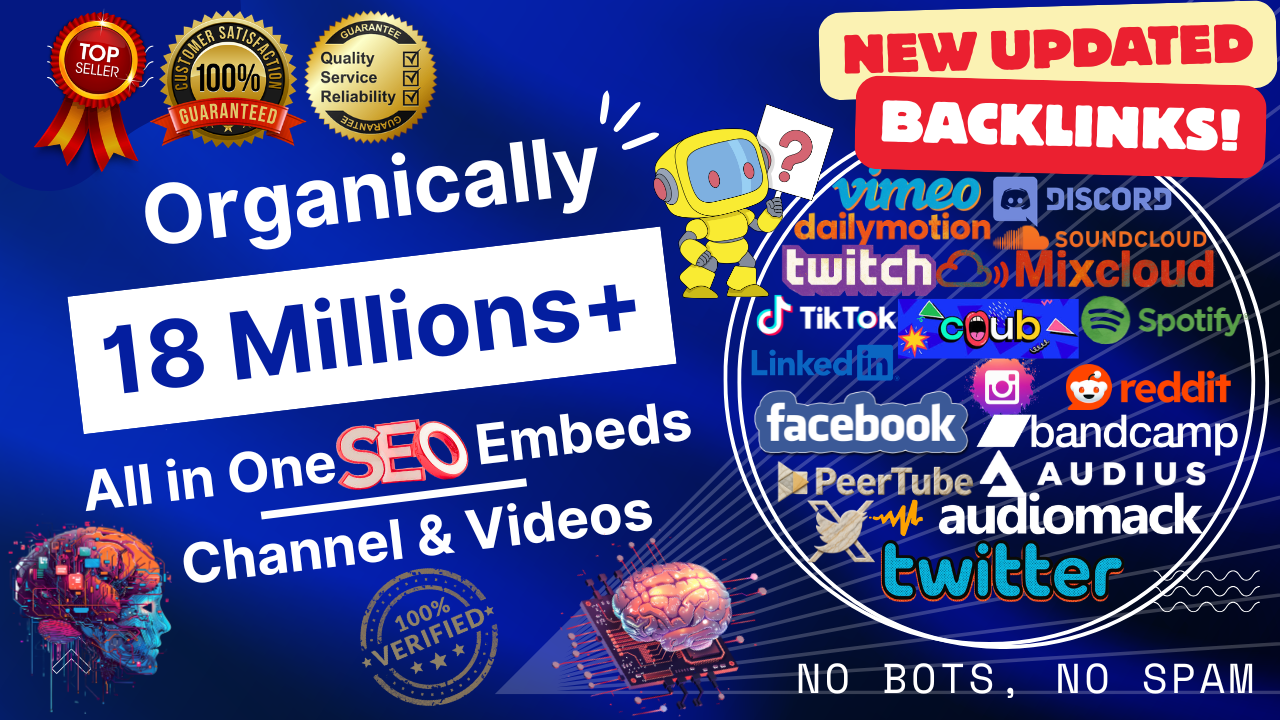 AI-Powered - Guaranteed Ranking: 18 Million+ Ch4nnel and Videos YouTube SEO Embeds Org4nic Backlinks