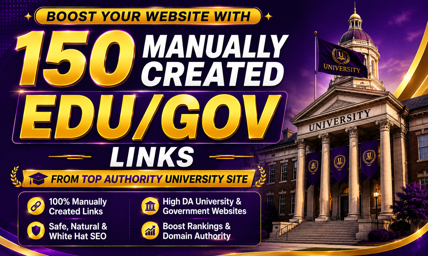Boost your website with 150 mannually created Eddu/ Govv Linnkss from Top authority site