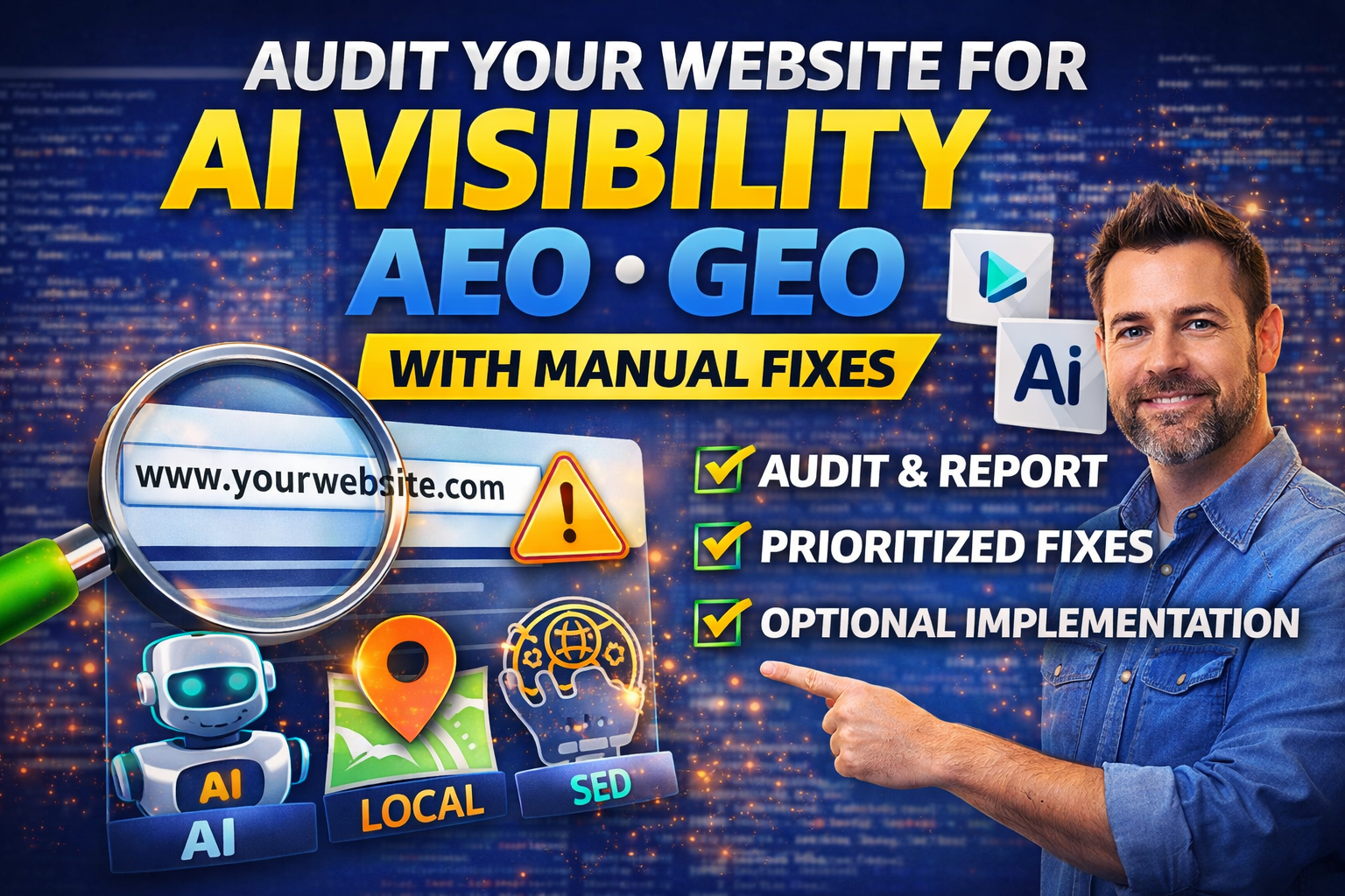 I will audit your website for AI visibility AEO GEO with manual fixes