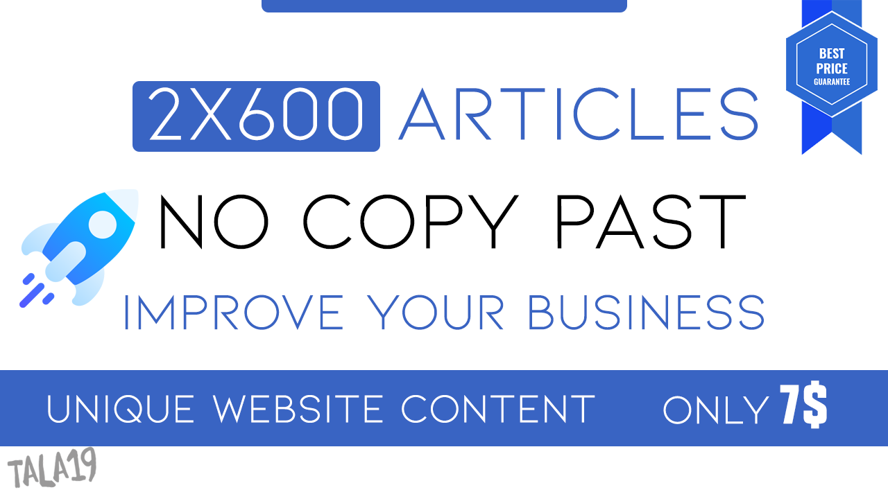I will write 2x600 words blog or SEO articles Unique ...