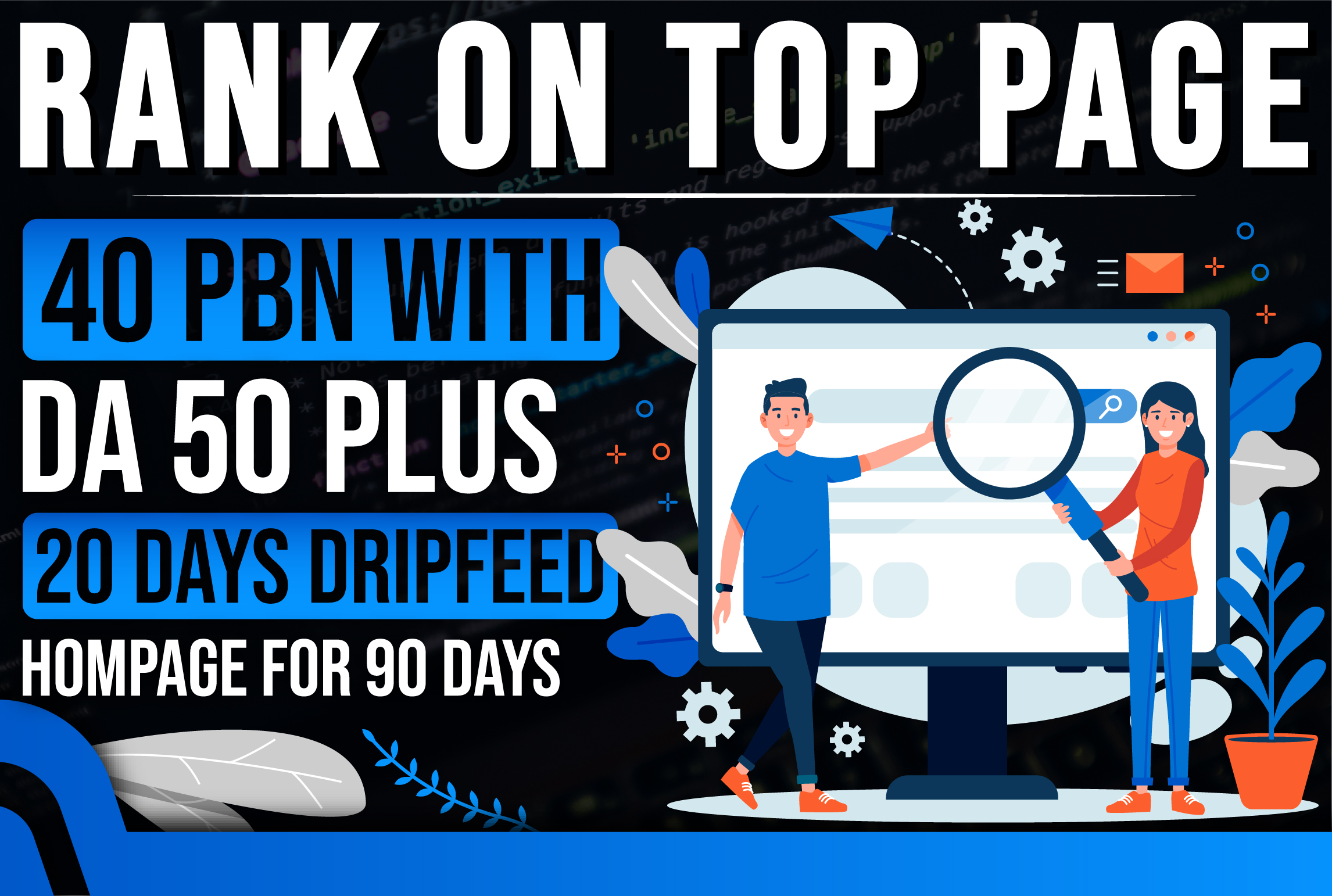 GET - Rank On Top Page 40 PBN DA 50 Plus Homepage 90 Days With Drip-feed 20 Days