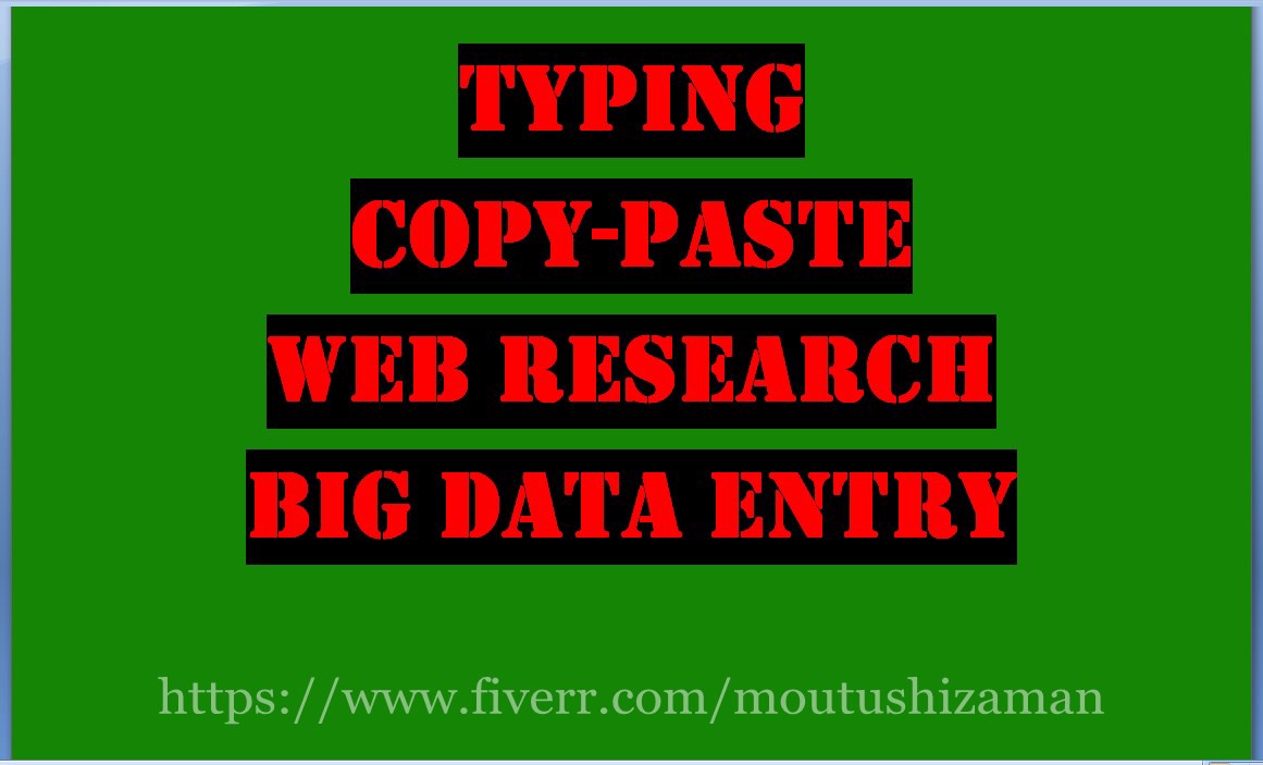 Data Entry, Copy Paste, And Typing