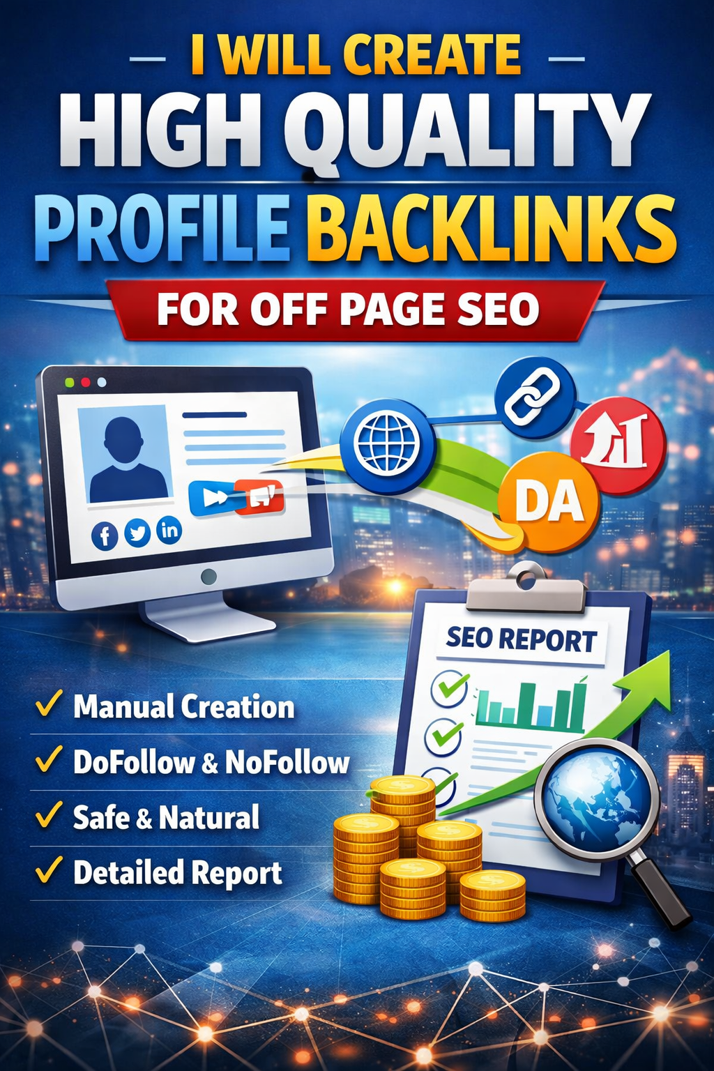I will create high quality profile backlinks for off page SEO