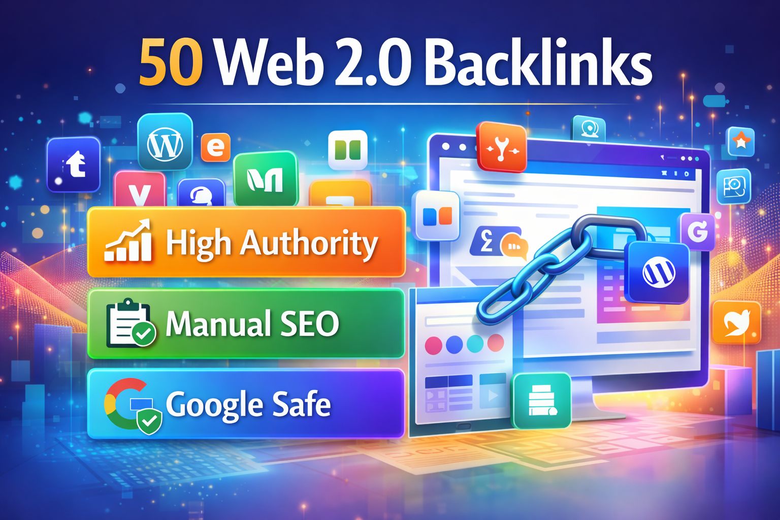 I will create 50 high quality Web 2.0 backlinks for S...