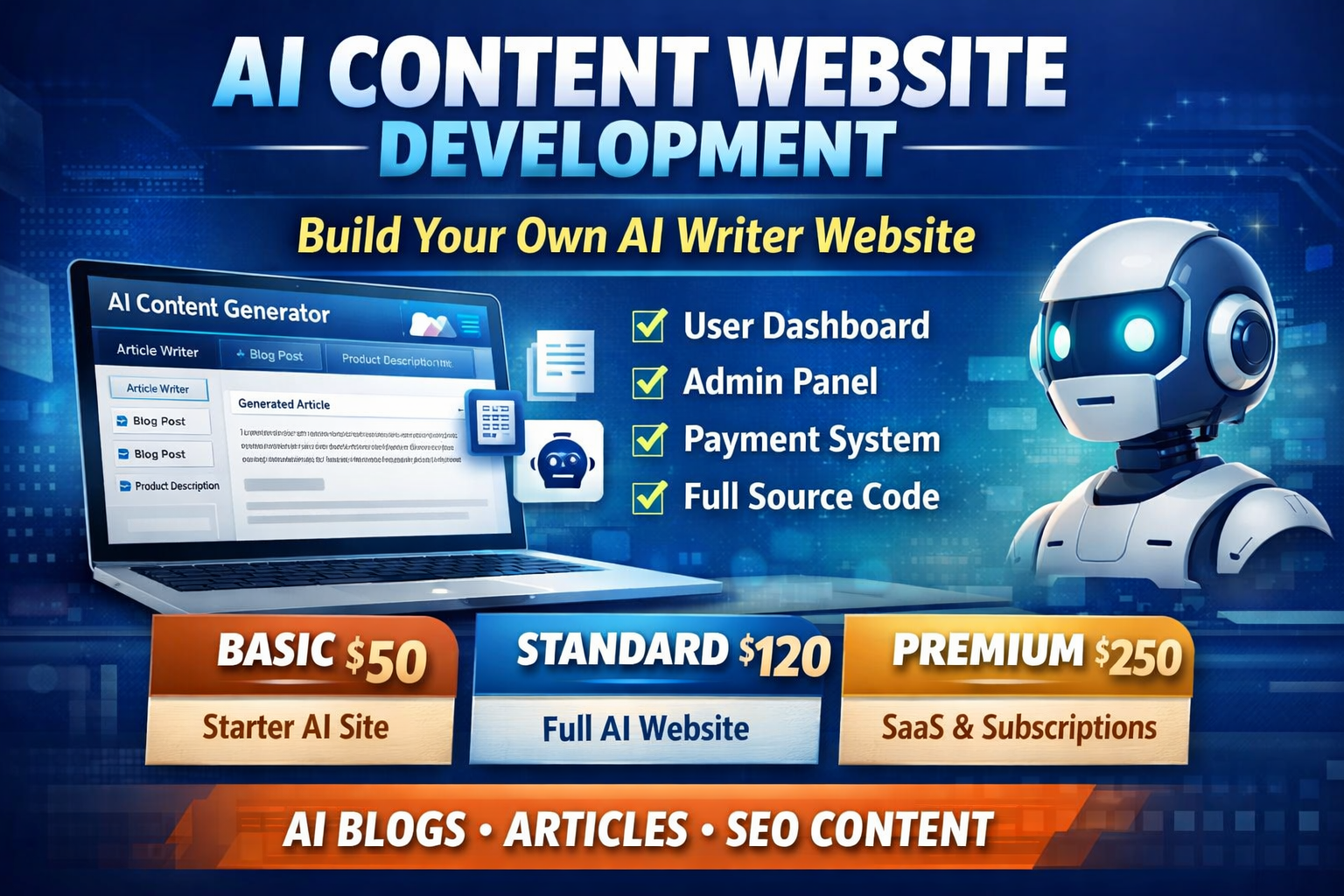 I will develop an AI content generation website like ChatGPT or Jasper