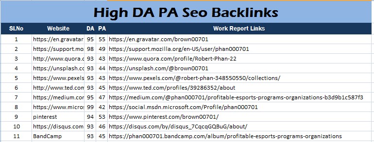 I will make 10 High Authority DA PA SEO link building white hat Pr9 Backlinks SEO service