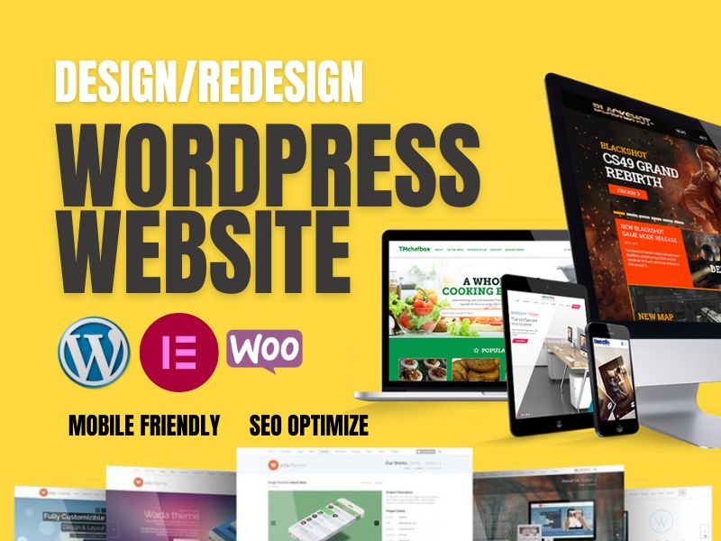 design, redesign, ecommerce website or wordpress website development