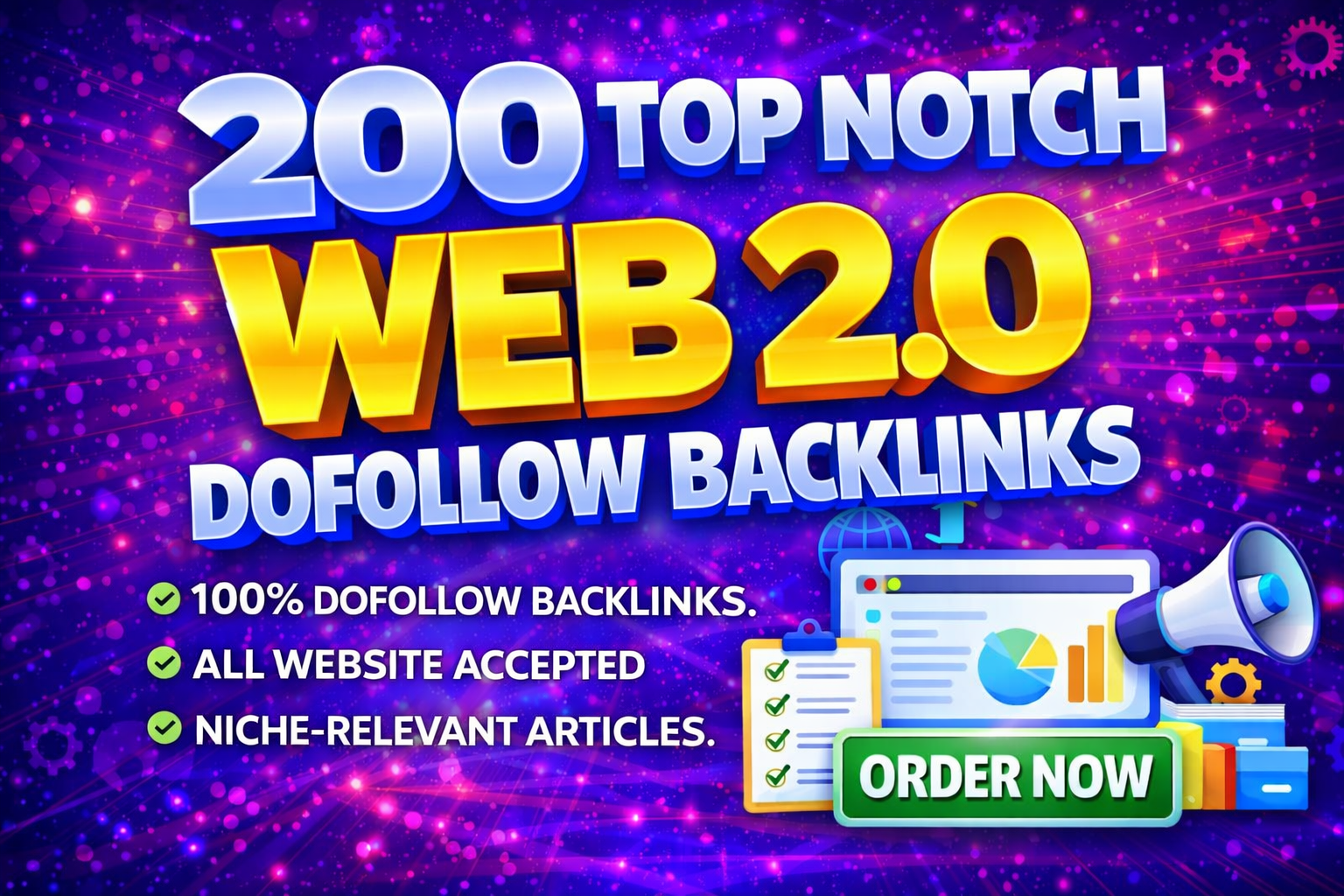 Get 200+ Web 2.0 Posts Dofollow SEO Backlinks to improve your search engine rankings