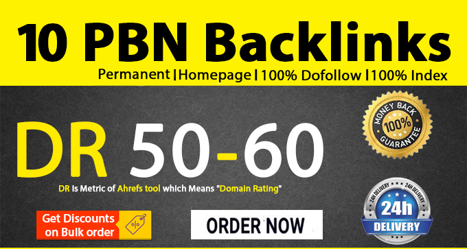 I will do 10 DR 50 to 60 permanent homepage PBN backl...