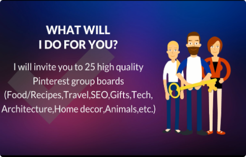 I will invite you to 25 high quality Pinterest group ...