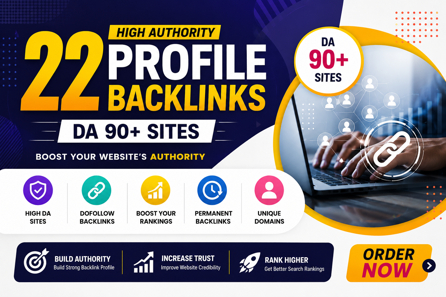 22 DA 90+ Profile Backlinks | High Authority Dofollow SEO Backlinks