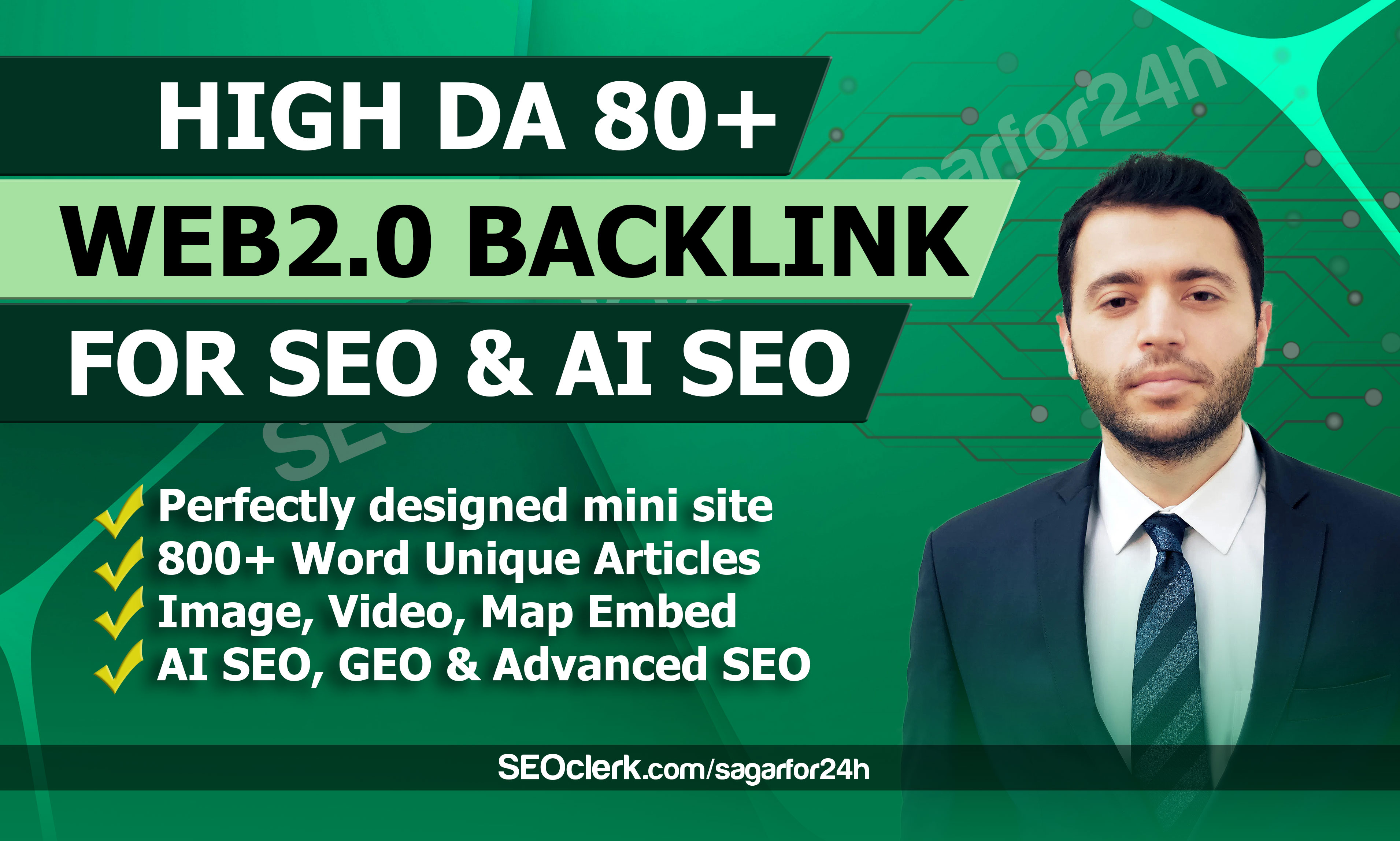 I will build DA 80+ Web 2.0 backlinks for advanced SEO, GEO & AI SEO optimization