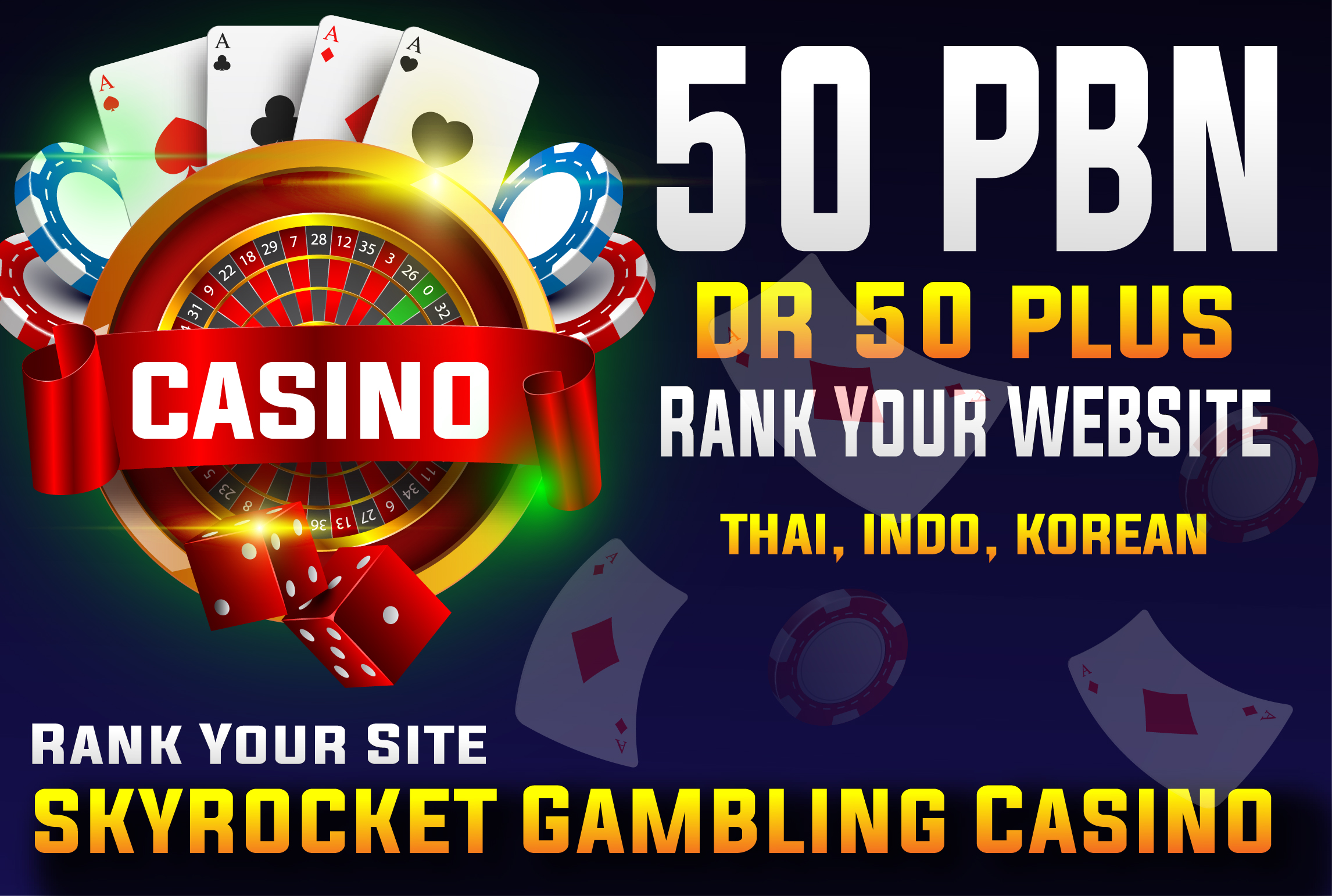 Skyrocket Gambling Casino 50 PBN DR50+ Thai, Indo, Korean