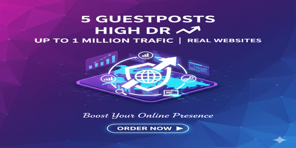 5 High DR Guest Posts on Upto 1M Traffic Authority Websites