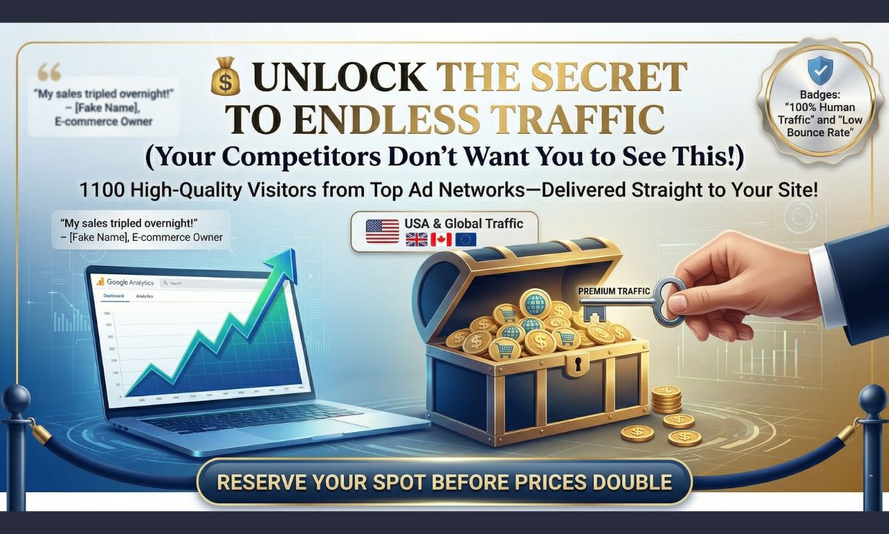 1100 Premium Organic Traffic from Top Ad Networks &ndash; Boost Your Website Visitors!