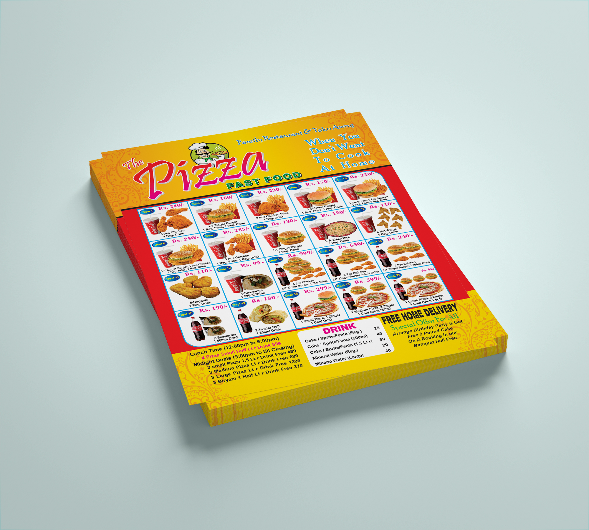 I will design professionally food, restaurant, menu, ready to print
